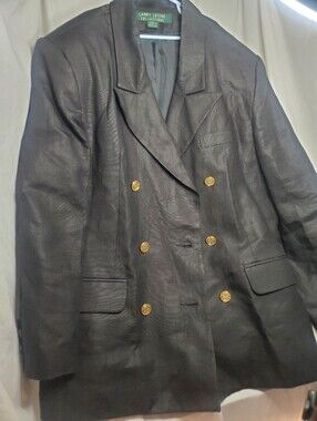 Larry Levine Blazer Womens 14 100% Linen Shell Blazer Jacket Lined Business Coat
